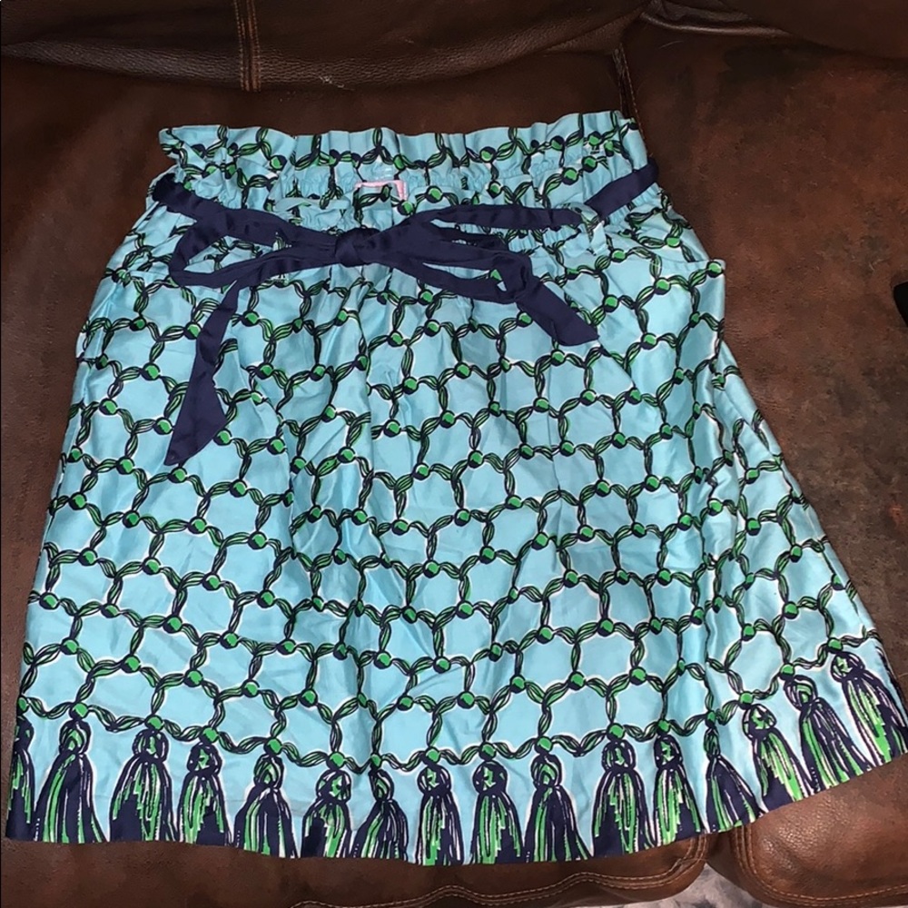 Lilly Pulitzer Blue Green Tassel Print Skirt